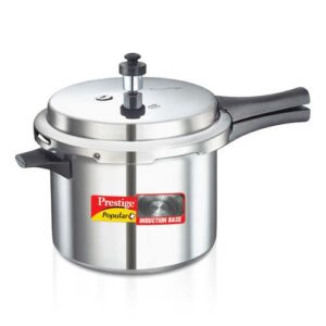 Prestige Popular Plus Virgin Aluminium Gas and Induction Compatible Pressure Cooker, 5.5 L (Silver)