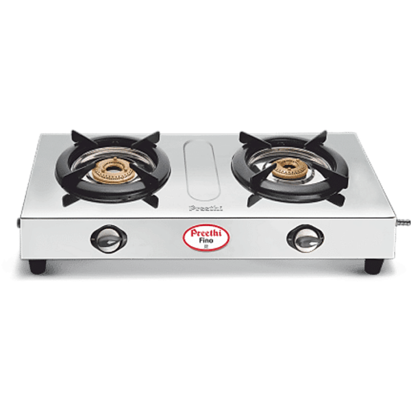 Preethi Fino, 2 Burner Stainless Steel Gas Stove, 5 Yr Body & Burner Warranty