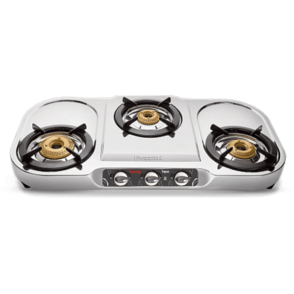 Preethi Topaz, 3 Burner Stainless steel Gas Stove, 5 Yr Body & Burner Warranty