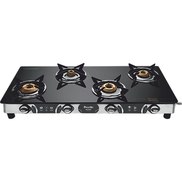 Preethi Blue Flame Jumbo Max 4 Burner Glass Top Gas Stove