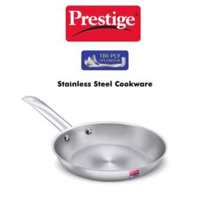 Prestige 22cm/1.2L Tri-Ply Stainless Steel Splendor Fry Pan| Gas & Induction Compatible| Even Heat Distribution| Strong and Durable| Thick Gauge|