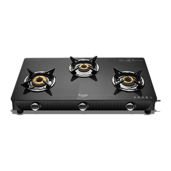 Preethi Valentino Carbon 3 Burner Glass Top Gas Stove