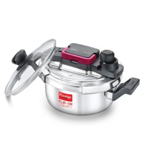 PRESTIGE FLIP-ON TRI-PLY STAINLESS STEEL PRESSURE COOKER 2 L 180m WITH GLASS LID