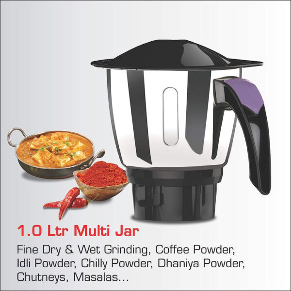 Vidiem Eva Premium 750W Mixer Grinder with 5 Jars (Lavendar) - Image 6