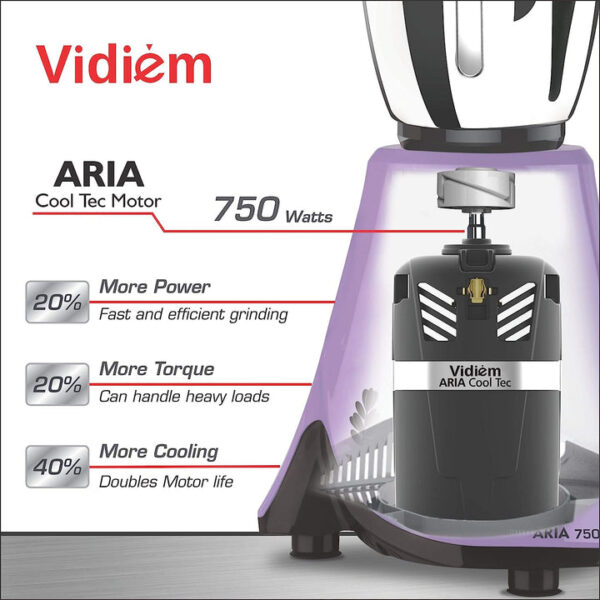 Vidiem Eva Premium 750W Mixer Grinder with 5 Jars (Lavendar) - Image 5