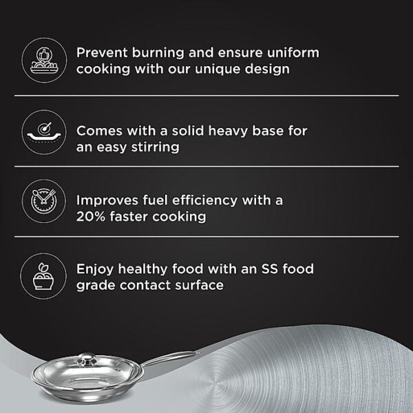 Preethi Metallica Collection Triply Stainless Steel Frypan - Image 3