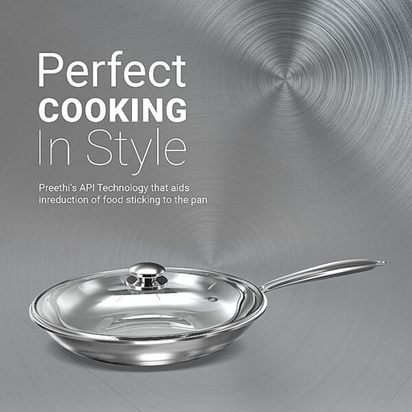 Preethi Metallica Collection Triply Stainless Steel Frypan - Image 2
