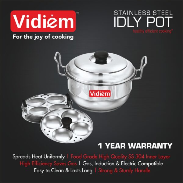 Idly Pot stainless steel (capacity 12) - Image 2