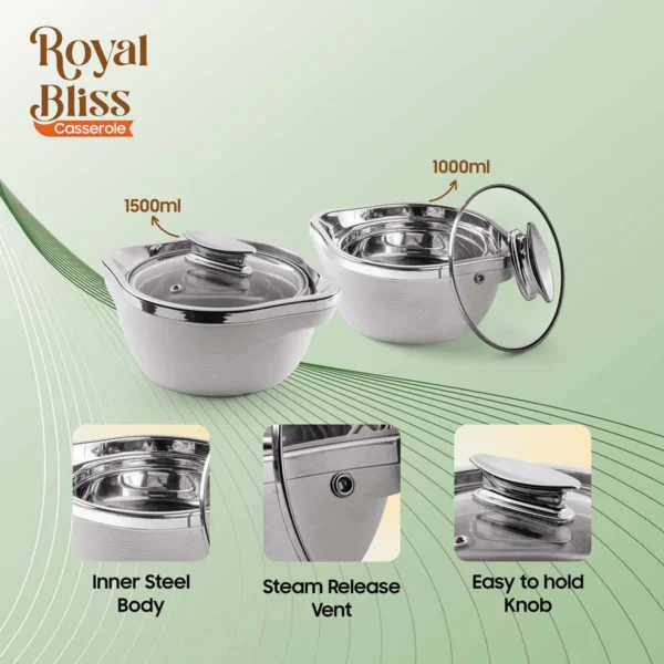 Signoraware Royal Bliss Casserole Set of 2 (1500 ml each) - Image 3