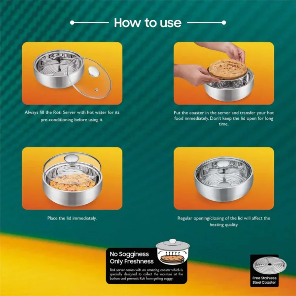 Signoraware Roti Server with Glass Lid 1000ml - Image 2