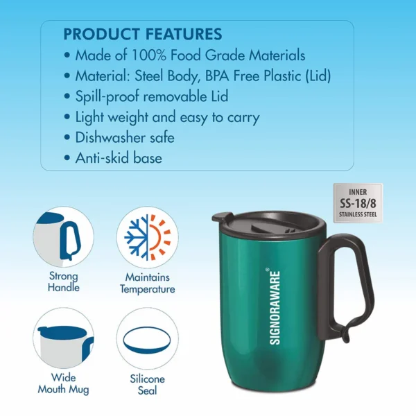 Signoraware Firefly Double Wall Steel Mug 350 ml - Image 2