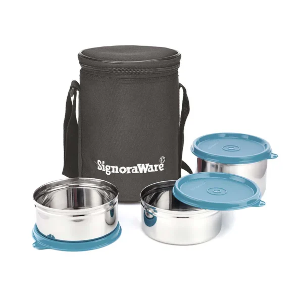 Signoraware Executive Stainless Steel Lunch Box Set, Set of 3, Medium - Image 4