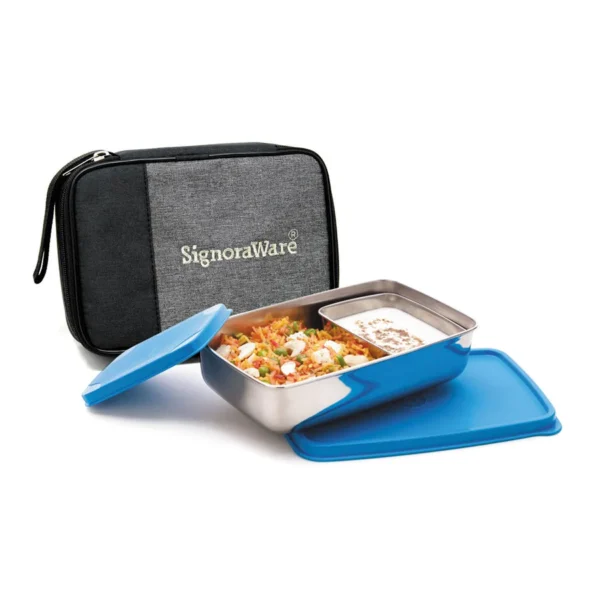 Signoraware Compact Steel Lunch Box (Small) with Bag - Image 2