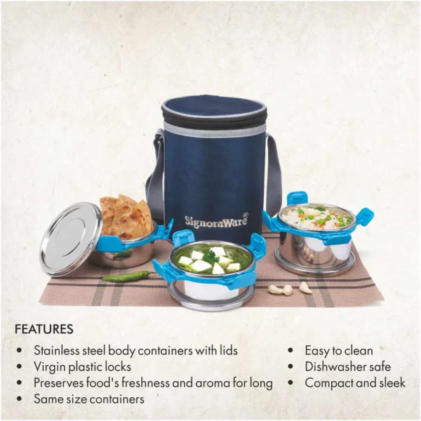 Signoraware All Steel Executive Big Lunch Box - Image 2