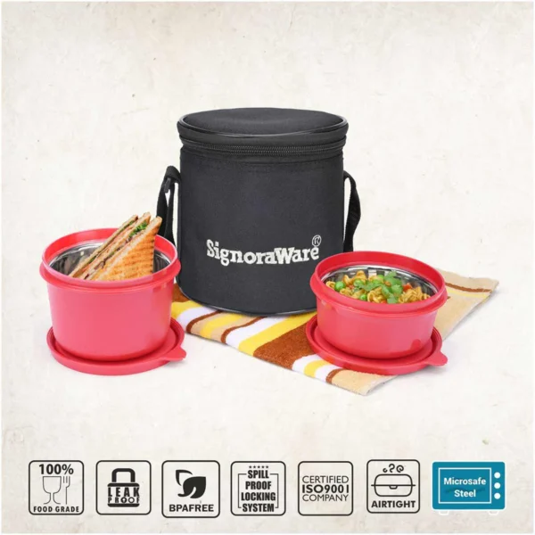 Signoraware Monarch Executive Small Microsafe Steel Lunch Box - Image 2