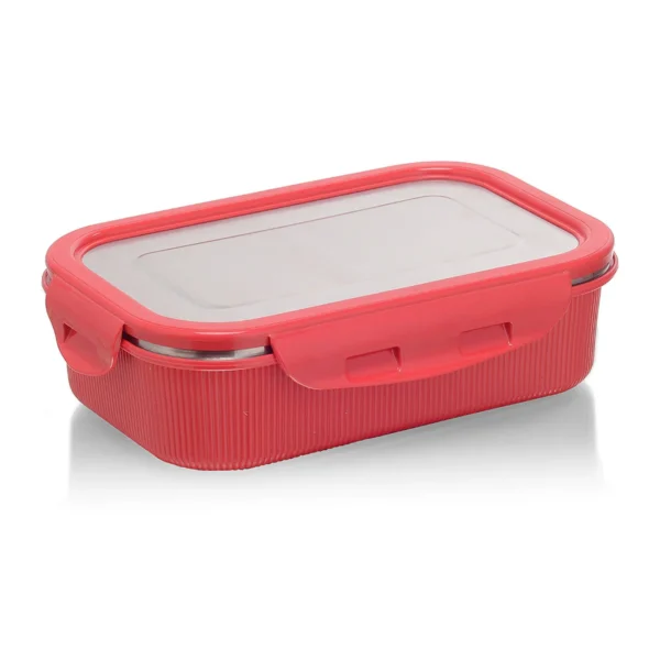 Signoraware Lock 'N' Store Microsafe Steel Rectangular 800 ml with Steel Lid