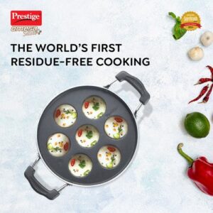 Prestige Omega Select Plus Teflon Coating Residue-free Cooking Round Base 11 Pits Paniyarakkal 25 cm (Black)