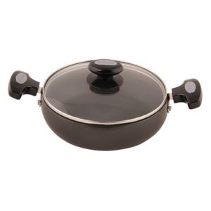 Prestige Hard Anodised Plus Saute Pan with Glass Lid, 24 cm (3.2 L) Black