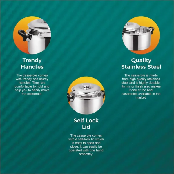 Signoraware Hot Delight Casserole with Handle (2100ml) - Double Wall Stainless Steel Insulated casserole - Keep Food Hot for longer time. - Image 3