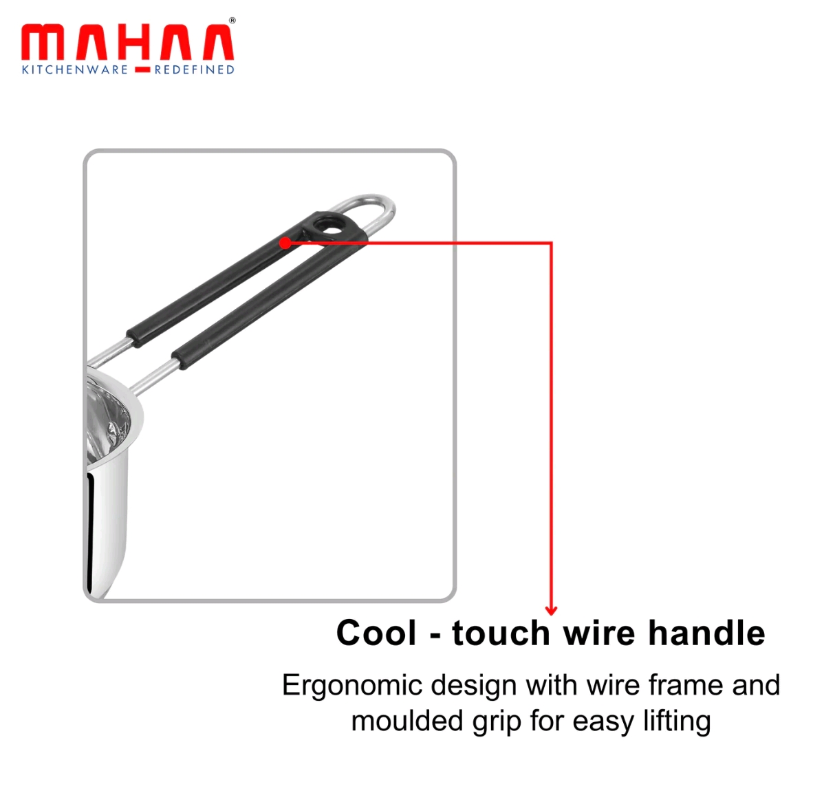 MAHAA Utena Stainless Steel Sauce Pan – Tea, Milk, Soup, Maggie Pan | Tri Ply Base | Non-stick | Gas & Induction Compatible | StayCool+ Handle | 14cm / 16cm / 18cm /20CM - Image 8