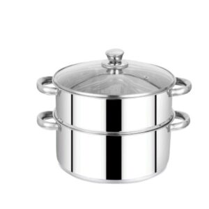 MAHAA Stainless Steel 2-Tier Utena Smart Steamer for  Momos & Vegetables, Induction & Gas Compatible, Food-Grade SS, Easy to Clean (18CM / 20CM)