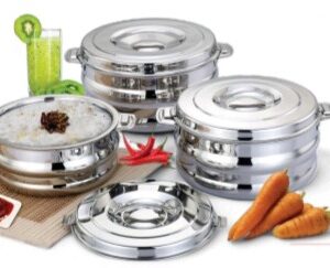 MAHAA 3 pcs set hot box Orchid Stainless Steel Insulated Casserole – Snug-Fit Lock, Rust-Free & Stylish Hot Pot, Hot Pot for Roti-Rice-Gravy-Curry, Retains Temperature, Twist Lock,(1000ML/1500ML/2500ML)
