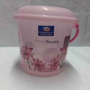 Fresh Flowers Designer Storage Bucket with Handle and Lid
