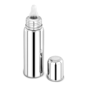 MAHAA Baby Feeding Bottle-250ml | Stainless Steel Bottle with Silicon Sipper, Leak Proof Milk Bottle for Infants | Safe, Durable & Easy to Clean | Ideal for Newborns & Babies