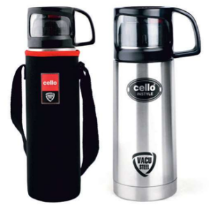 Cello Instyle Thermosteel Water Bottle with Jacket | ISI Certified | 24 Hours Hot or Cold | Double Walled Vacuum Insulated Flip Lid Flask | Ideal for Water, Tea, Coffee & Cold Beverages