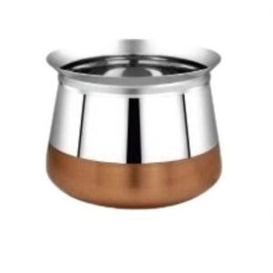 Stainless Steel Madras Handi Copper  Kitchen Serving, Cooking Bowl, Handi Modal Biryani Handi for Kitchen & Restaurant, Cookware