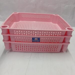 Plastic Multipurpose Rectangular Storage basket Kit (Pink)