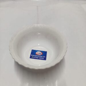 Premium White Floral Opal-Finish Serving Bowl (Pink Blossom)