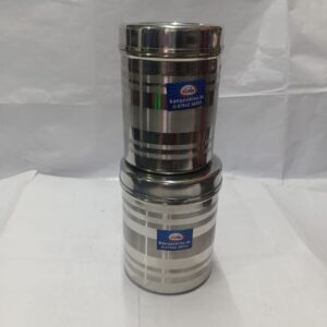 Stainless Steel Adukku pathiram (Stainless Steel Storage Container with Elegant Horizontal Striped Finish)