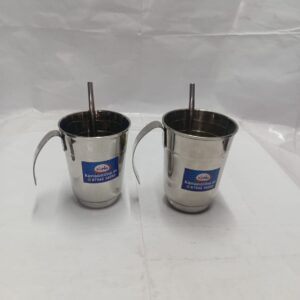 Stainless Steel Feeding Mug with Built-in Straw