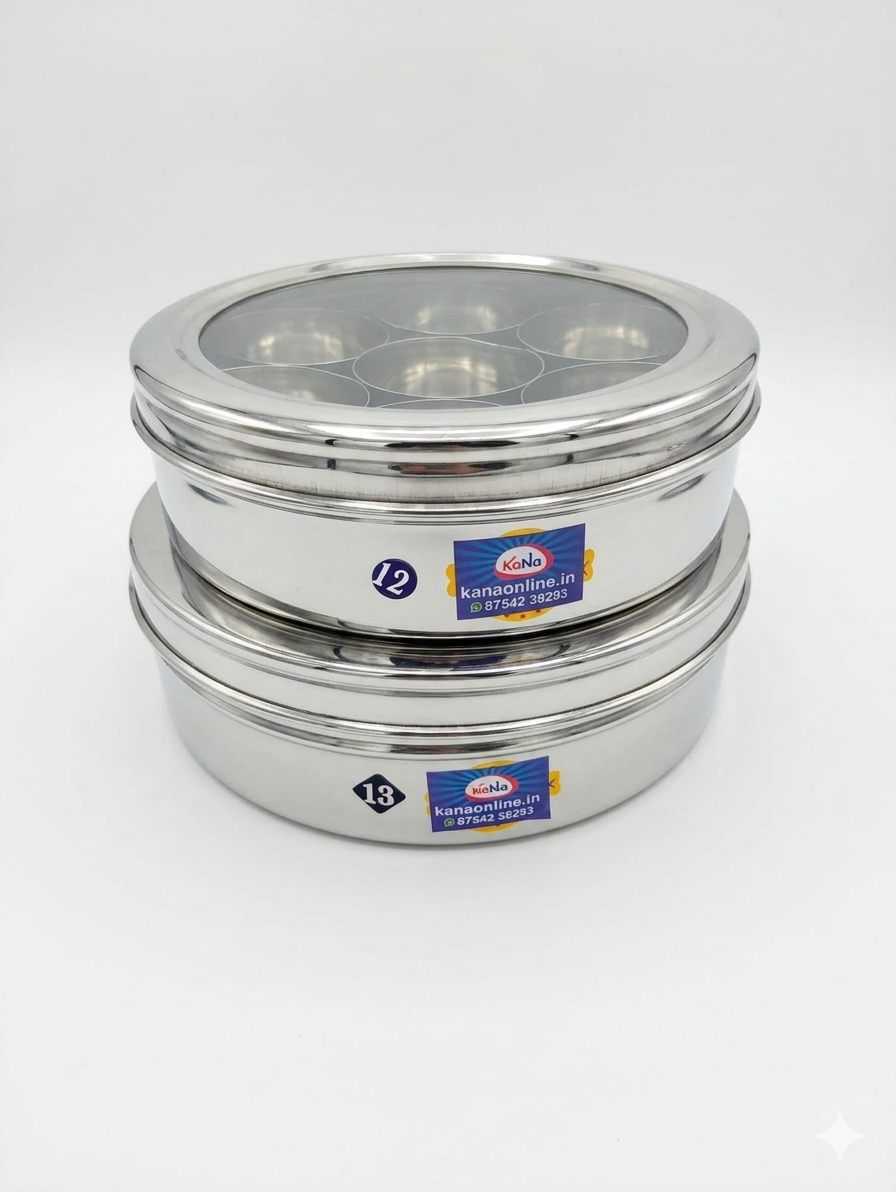 PREMIUM STAINLESS STEEL SEE THROUGH MASALA BOX