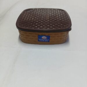 Premium 7-Compartment Woven Textured Plastic Spice Box (Masala Dabba) with Airtight Lid