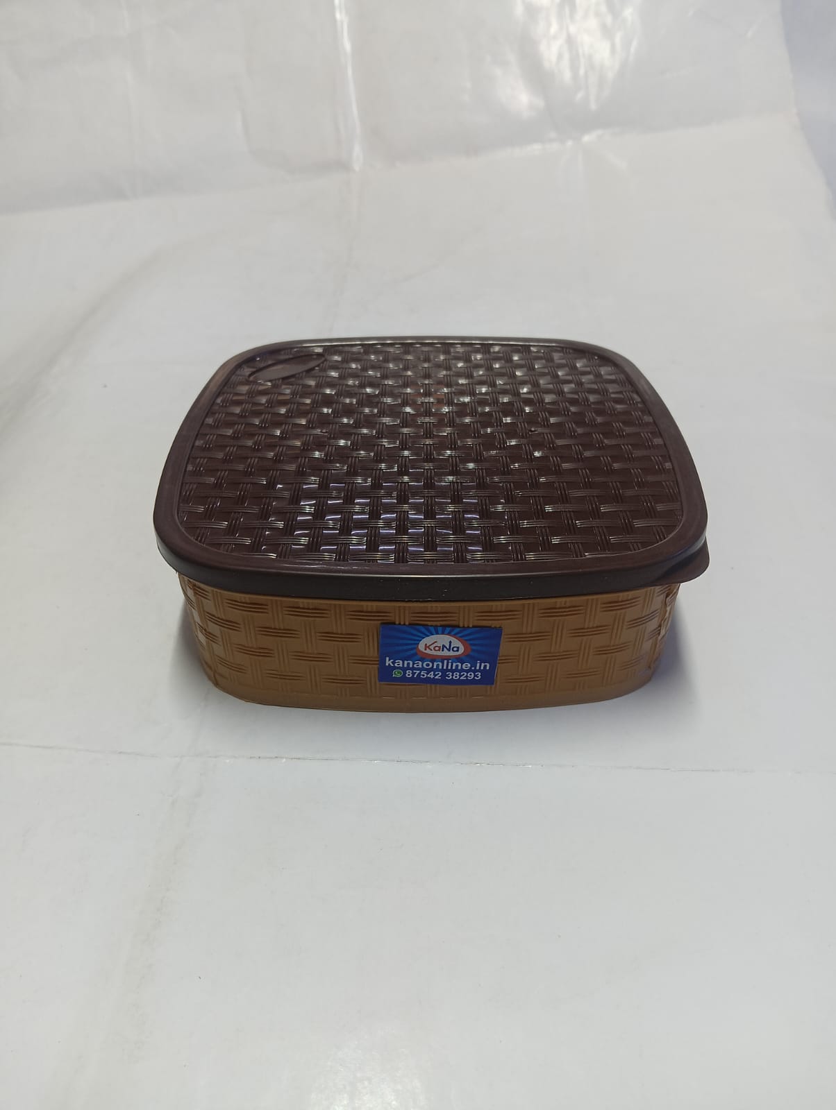 Premium 7-Compartment Woven Textured Plastic Spice Box (Masala Dabba) with Airtight Lid - Image 2