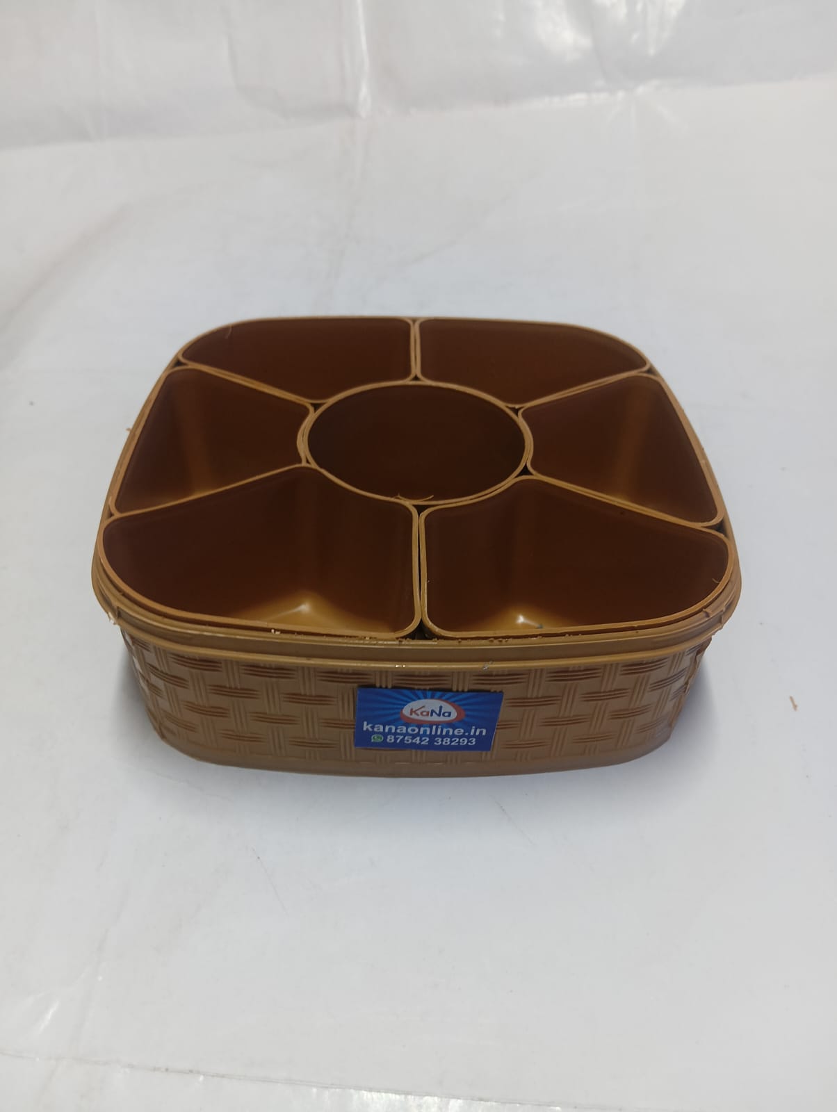 Premium 7-Compartment Woven Textured Plastic Spice Box (Masala Dabba) with Airtight Lid - Image 7