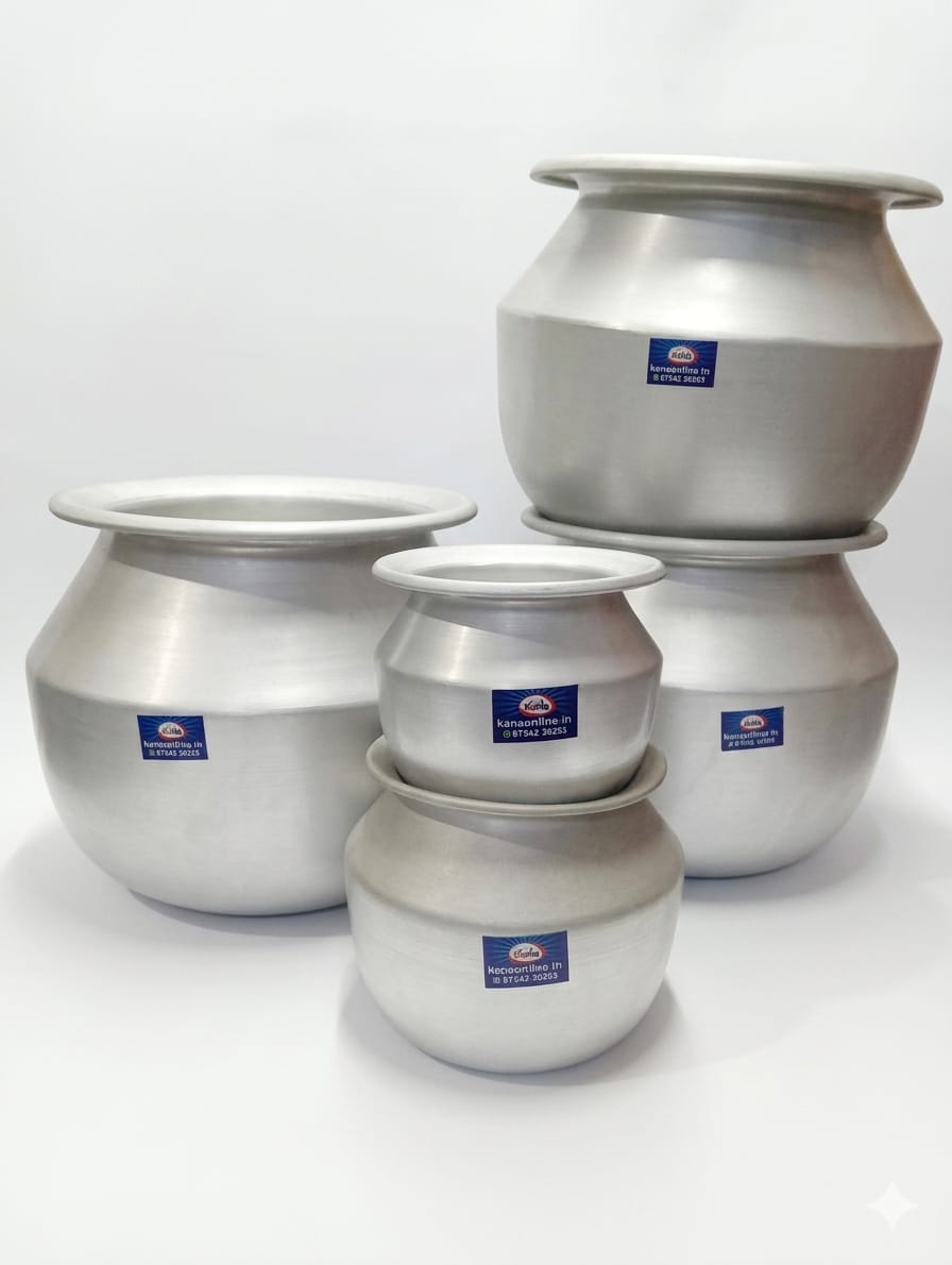 Traditional Aluminium Deep Round-Bottom Satti Cookware (5 Pieces)