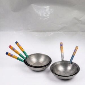 Iron Fried Rice Kadaai With Wooden Handle Set