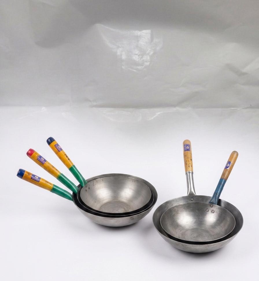 Iron Fried Rice Kadaai With Wooden Handle Set