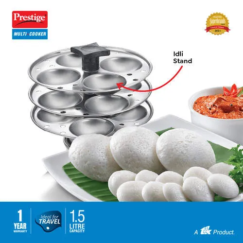Prestige PMC 3.0+ Stainless Steel Outer Lid Multi Cooker 1.5L -Idli Stand with 3 Plates, Egg Boiling Rack with Stand, Steamer - Image 6
