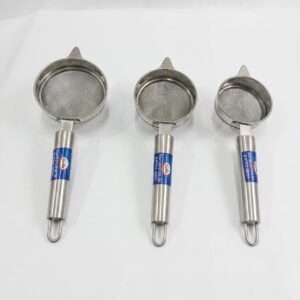 Stainless Steel Tea & Coffee Strainer (Vadi) with Handle ( piece of 3)