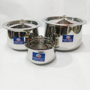 Stainless Steel Fancy Belly Tope With Lid 3-Pieces
