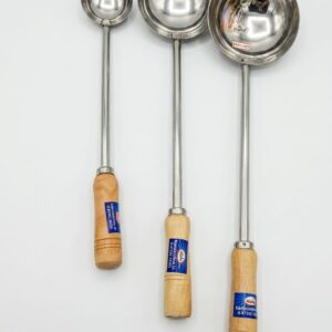 Stainless Steel Long Size Kuzhi Karandi With Wooden Handle Of 3 size's