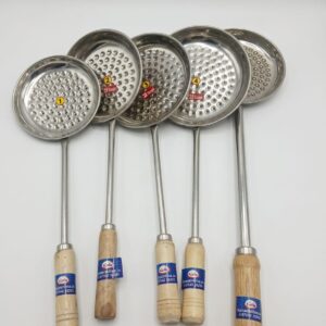 Stainless Steel Jhara / Skimmer with Wooden Handle (Set of 5 Sizes)