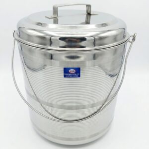 Stainless Steel Ribbed Design Thooku Vaali (Large Multipurpose Storage Container)