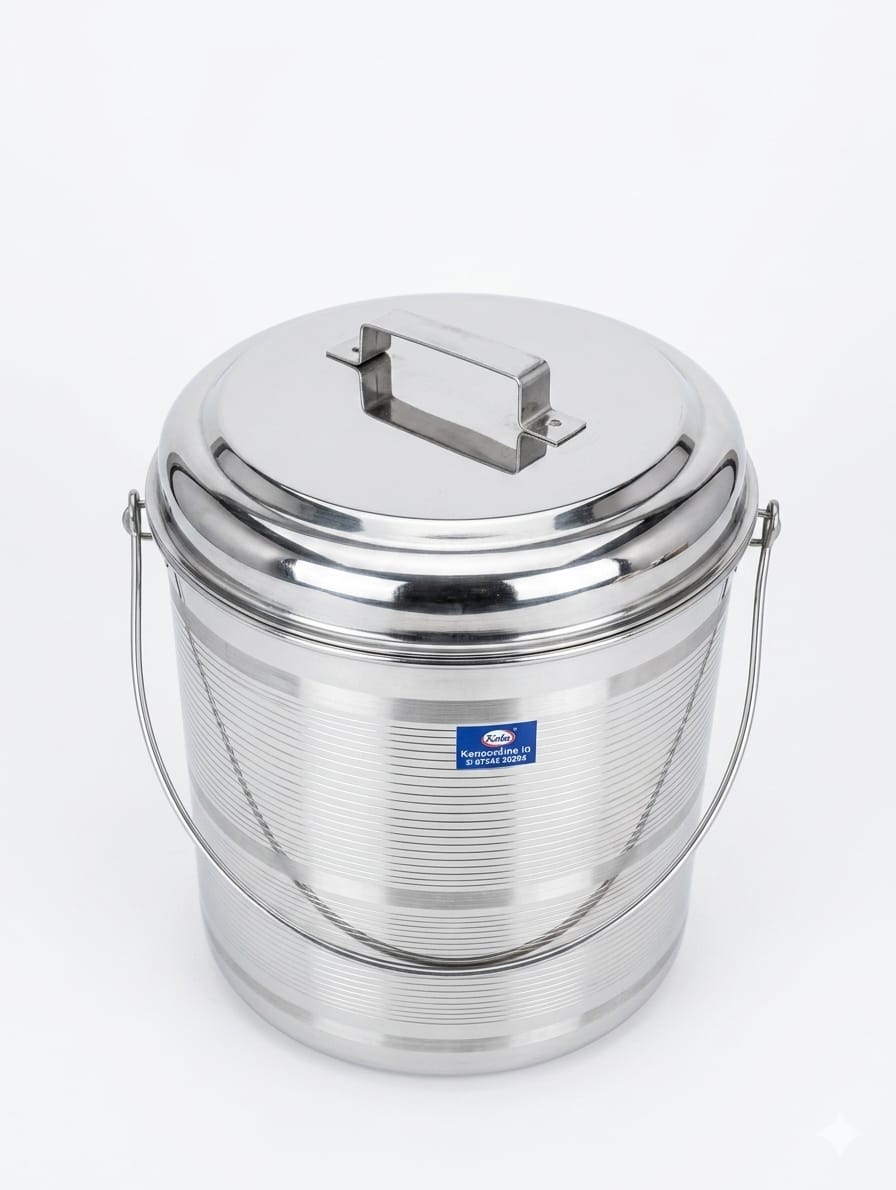 Stainless Steel Ribbed Design Thooku Vaali (Large Multipurpose Storage Container) - Image 2