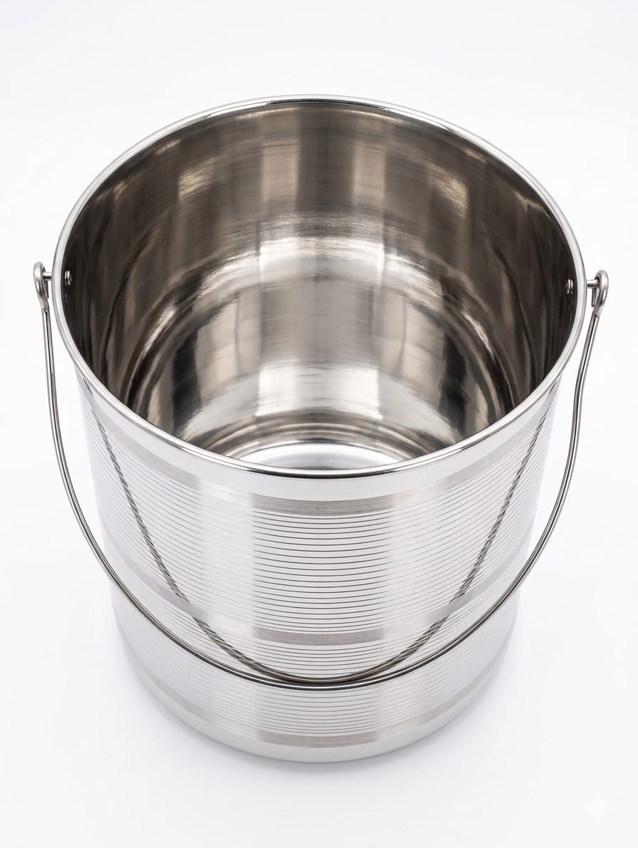 Stainless Steel Ribbed Design Thooku Vaali (Large Multipurpose Storage Container) - Image 3