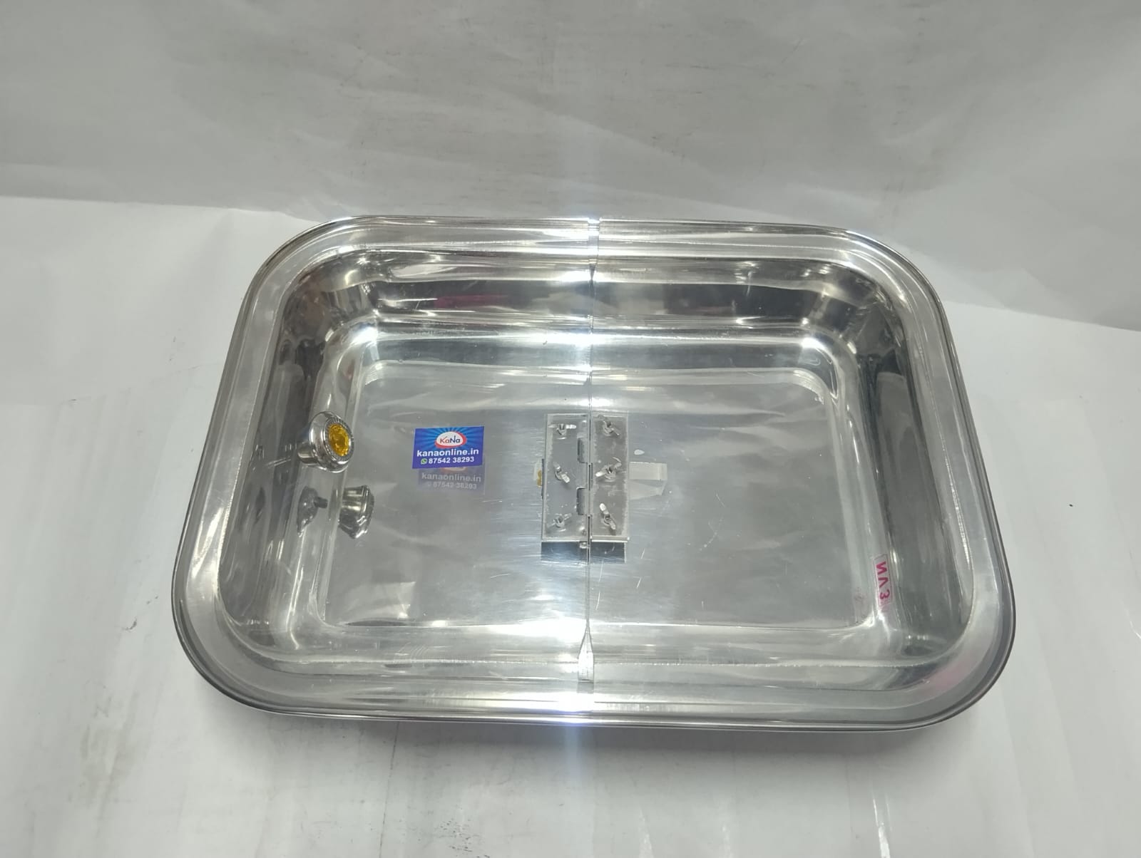 Premium Stainless Steel Rectangular Cake Tray With a Acrylic Hinged Clear Display Cover - Image 2